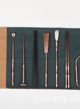 K798紫铜香道空熏七件套紫铜/香具/香道用具香道工具套装香铲香勺