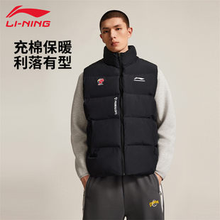 李宁棉马甲2025冬季 CBA篮球系列男子棉坎肩百搭外套AMMV005 新款