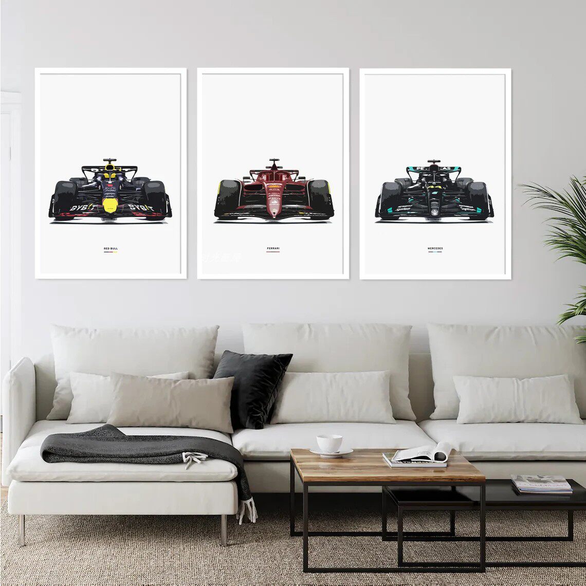 【三件套F1方程式赛车海报挂画现代装饰画