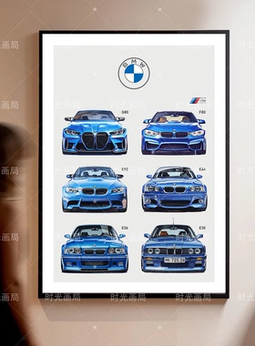 宝马手绘拉丝铝合金框装饰画