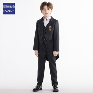 男童西装套装儿童小主持人婚礼花童礼服痞帅风小西服高级感燕尾服