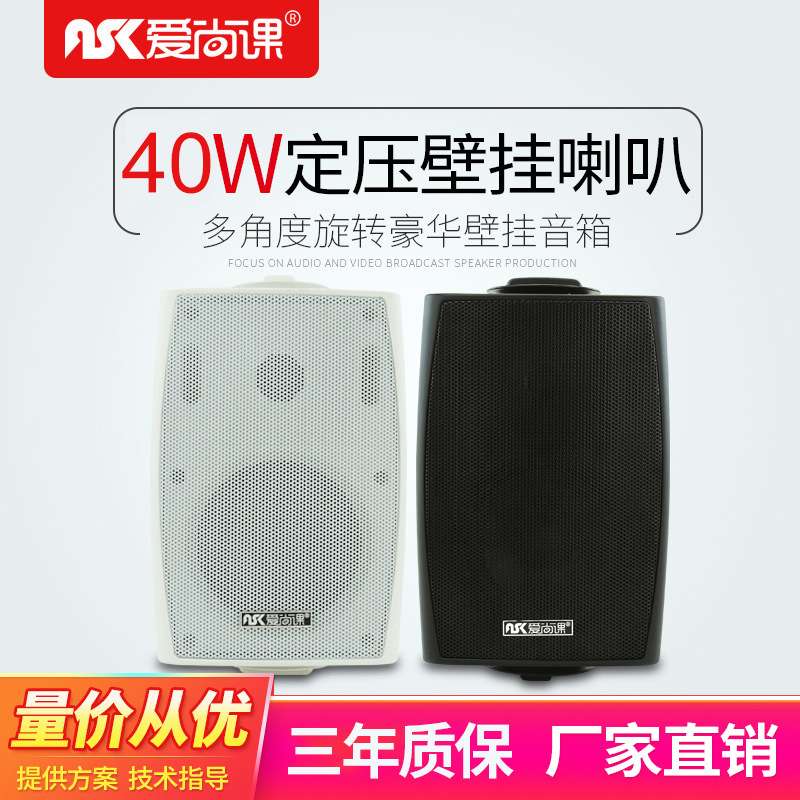 爱尚课 FT-206定压壁挂音响会议室教室商场音箱背景音乐广播 6寸