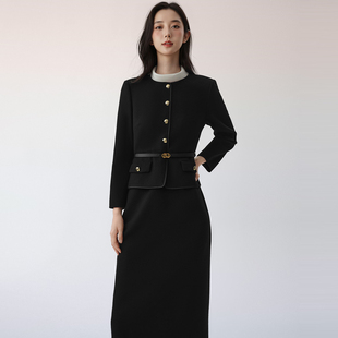 XF06225W0 新款 珂奈禾商场同款 羊毛假两件连衣裙女可拆立领春秋季