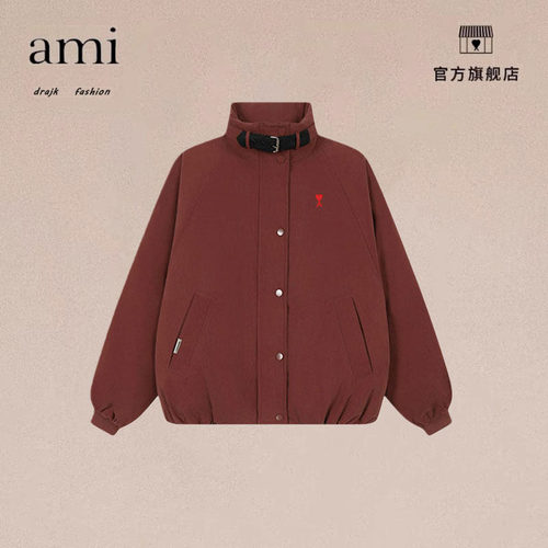 正品AMI DRAJK美式复古皮带扣立领棉衣多季潮牌保暖工装棉服外套