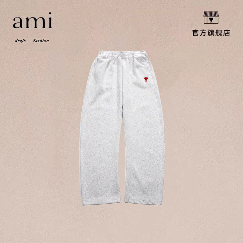 正品AMI DRAJK重磅纯色垂感运动卫裤男女街头宽松百搭直筒休闲裤