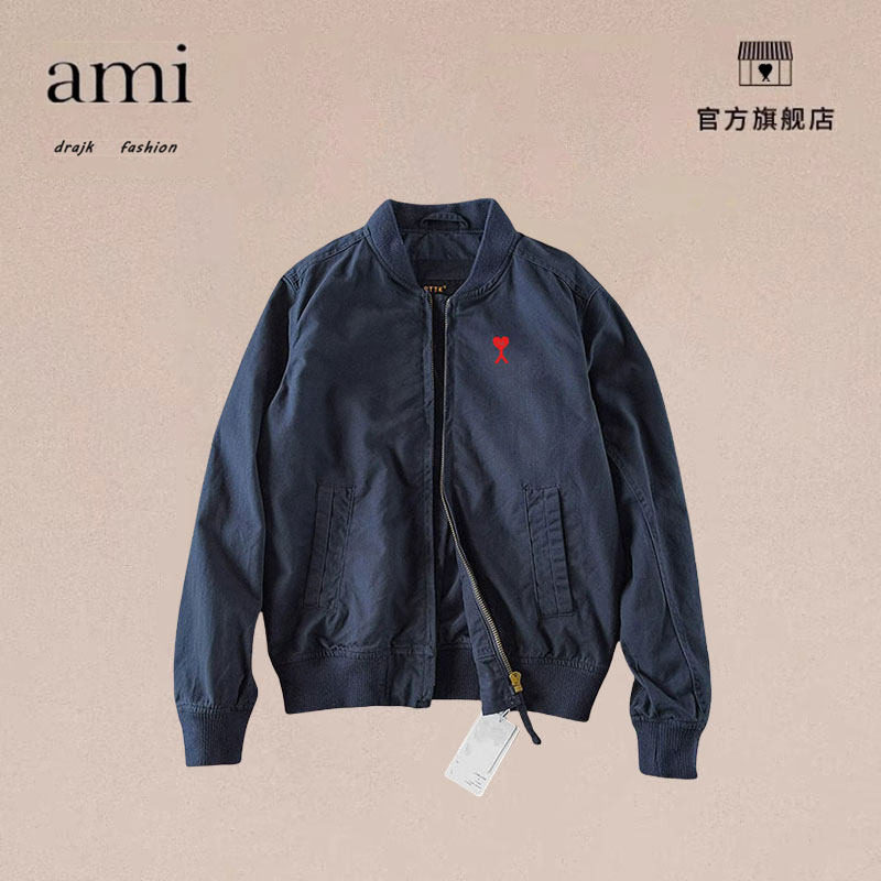 正品AMI DRAJK棒球服男士春秋新款水洗做旧夹克潮流休闲外套上衣