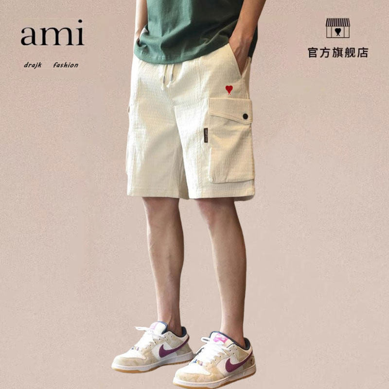 正品AMI DRAJK短裤男士夏季复古宽松直筒工装休闲运动外穿五分裤