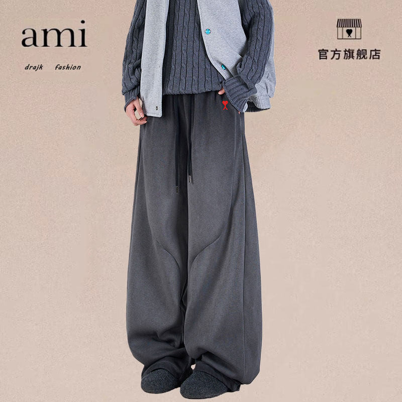 正品AMI DRAJK美式解构弯刀裤休闲裤男复古裤子显痩潮牌长裤阔腿