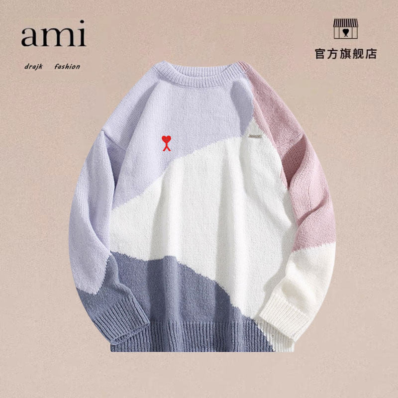 正品AMI DRAJK秋冬季日系撞色毛衣男士港风痞帅慵懒风针织衫外套,男装,短裤,淘宝优惠券,粉丝福利购,淘宝优惠卷