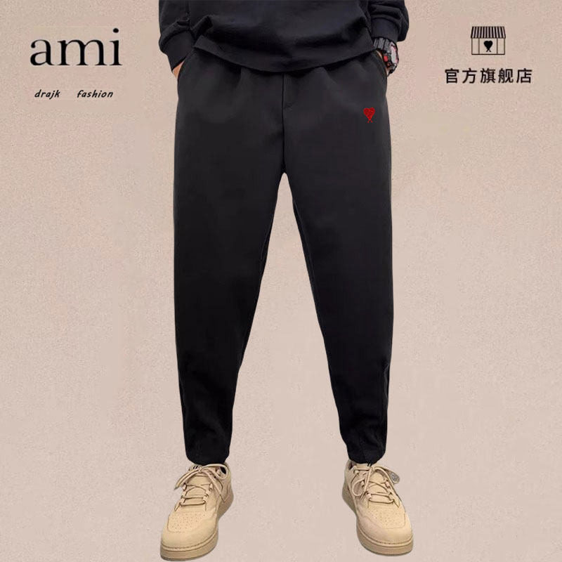 正品AMI DRAJK春秋休闲裤男士潮流小直筒宽松百搭阔腿裤修身卫裤