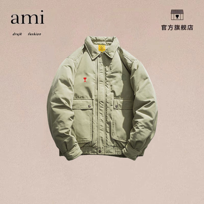 正品AMI DRAJK日系复古羽绒棉服外套男潮牌宽松bf风加厚保暖棉袄