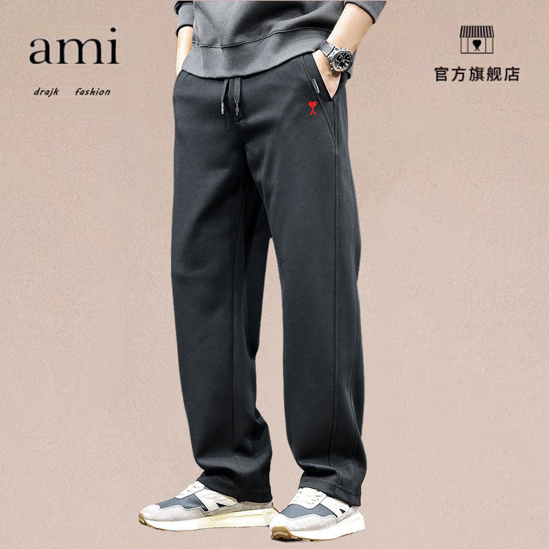 正品AMI DRAJK直筒运动男士收脚卫裤休闲长裤子宽松大码春秋款