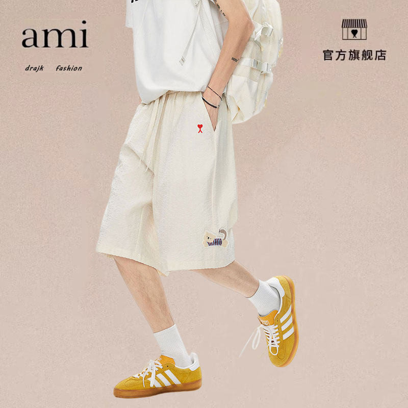 正品AMI DRAJK夏简约贴布运动五分裤男街头宽松百搭阔腿休闲短裤