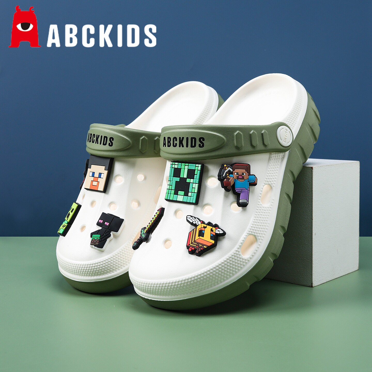 abc我的世界儿童洞洞鞋男童拖鞋夏季新款防滑软底凉鞋男孩沙滩鞋