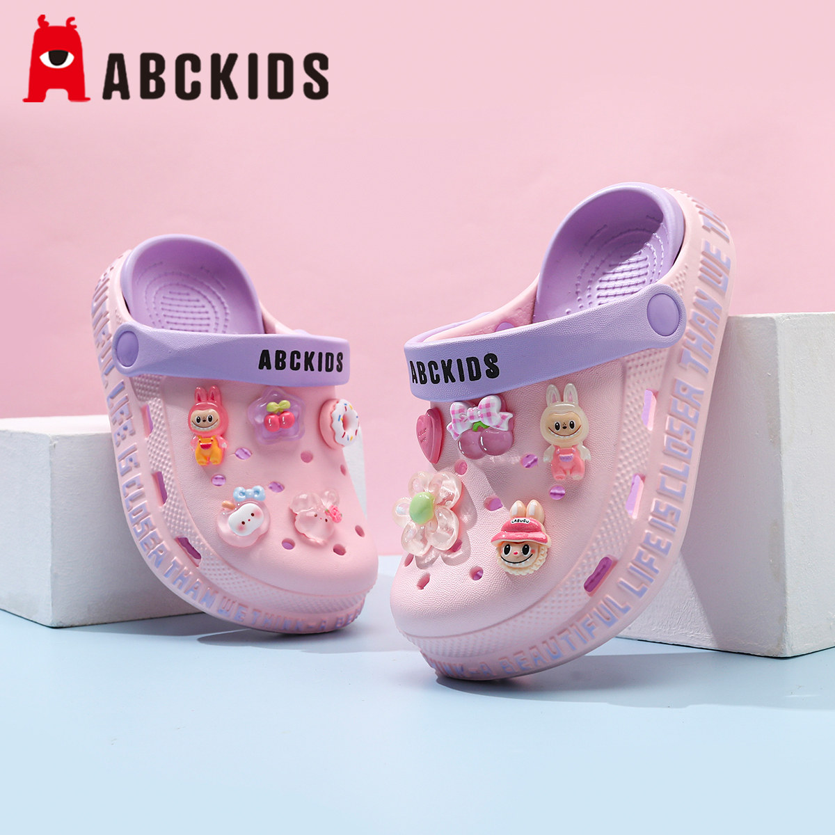 abc拉布布儿童洞洞鞋女童拖鞋夏季新款防滑女孩宝宝外穿沙滩凉鞋