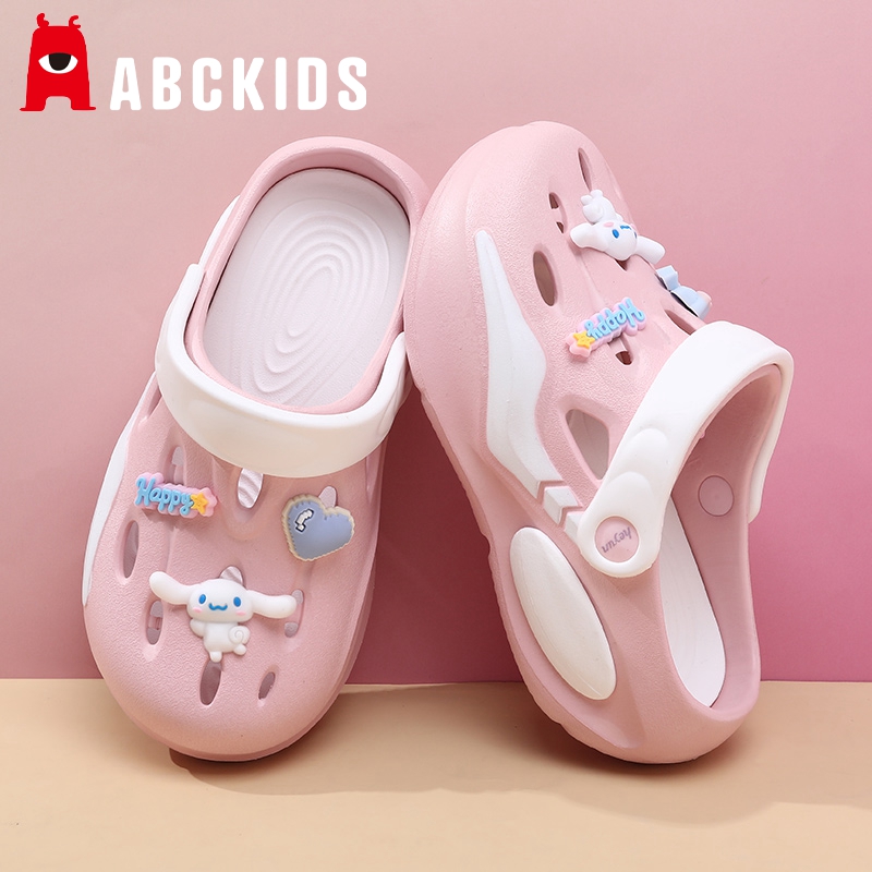 abckids儿童洞洞鞋女童夏季新款防凉鞋滑软底女孩宝宝外穿沙滩鞋