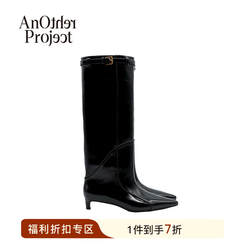 【7折】AnOther Project Kaetha尖头搭扣细跟高筒长靴靴子