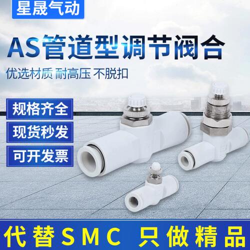 SMC型管道型调节阀LSA/AS1001F-04-3隔板管道直通调速阀快速接头