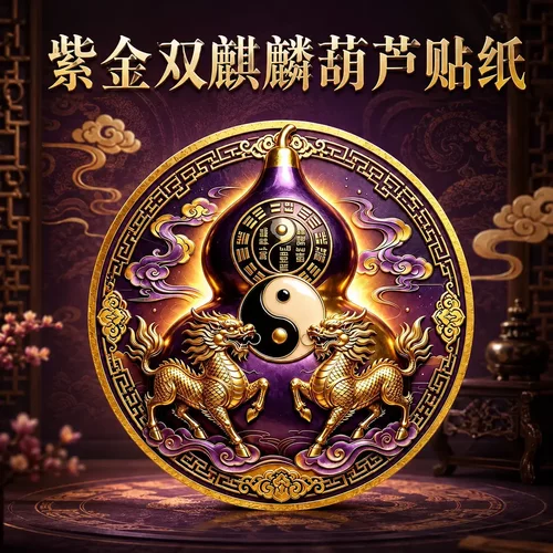 紫金双麒麟葫芦贴门对门葫芦装饰