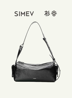 SIMEV杉谷双耳吐司包枕头包牛皮女黑色单肩斜挎包