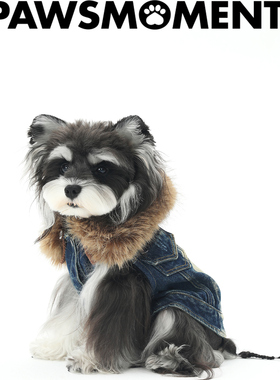 PAWSMOMENT宠物牛仔外套比熊马尔济斯小型犬宠物狗狗复古牛仔外套