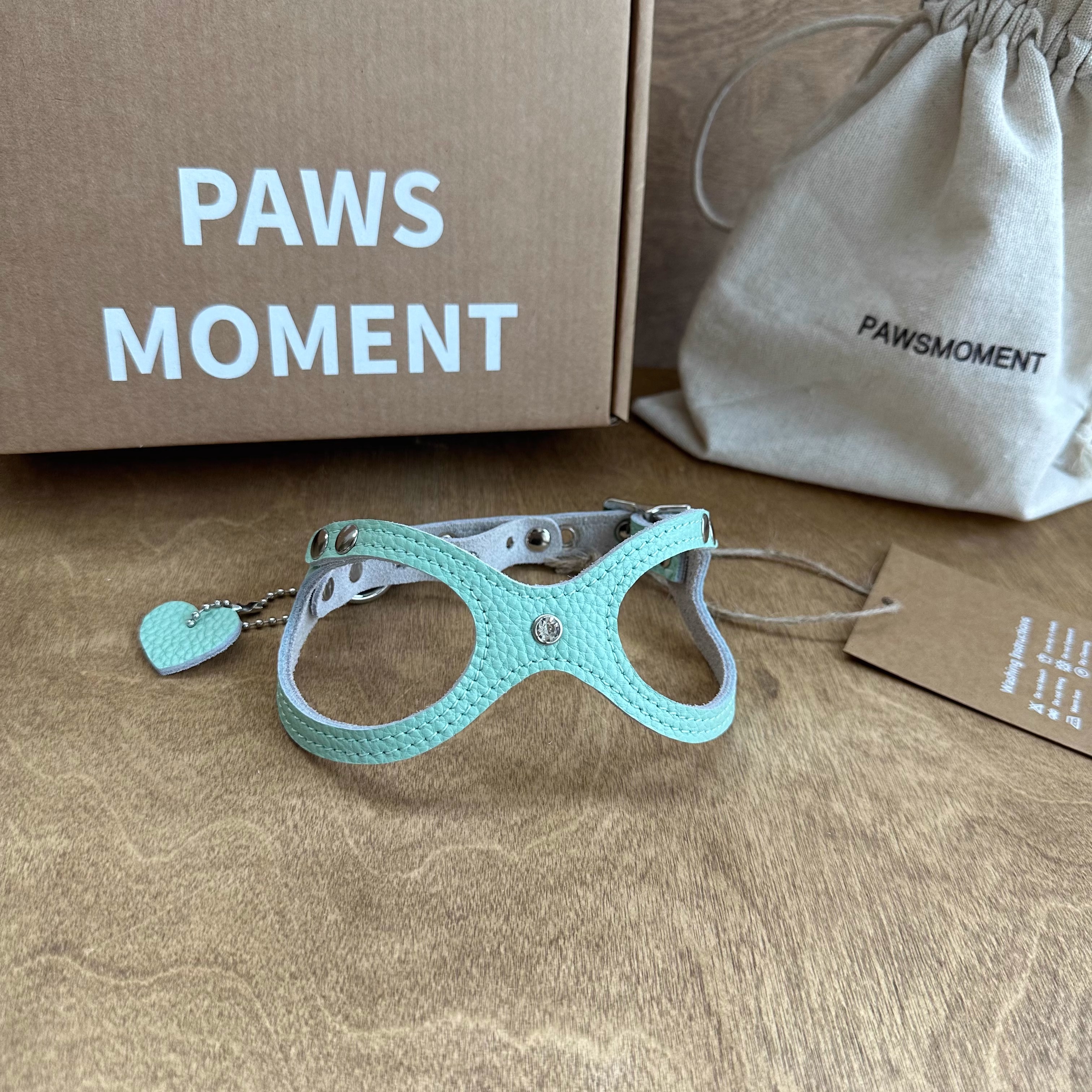 PAWSMOMENT'宠物狗狗BB胸背柔软舒适真皮胸背柔软舒适钻石胸背