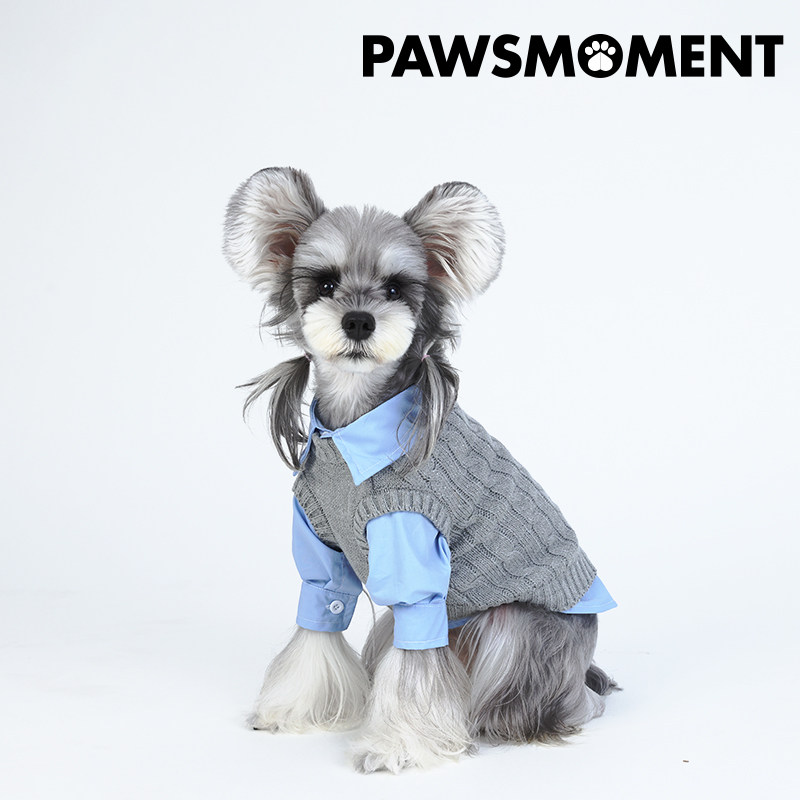 PAWSMOMENT·MIU风狗狗衣服春款毛衣衬衫两件套雪纳瑞约克夏法斗