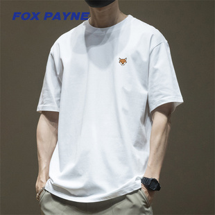 宽松通勤男装 英国FOX 上衣男士 男休闲半袖 PAYNE小狐狸t恤纯色短袖