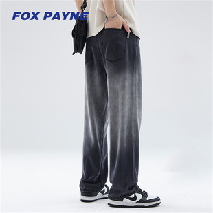高街渐变冰丝宽松直筒休闲裤 男士 PAYNE小狐狸天丝牛仔裤 英国FOX