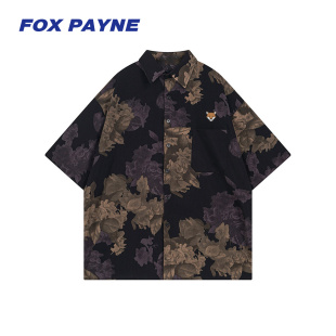 男士 花衬衫 沙滩痞帅休闲衬衣上衣 PAYNE小狐狸巴洛克短袖 英国FOX