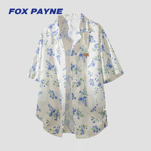 男士 衬衫 海边度假衬衣潮休闲 PAYNE小狐狸古巴领冰丝短袖 英国FOX