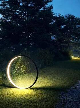 环形草坪灯庭院灯防水现代室外圆环落地灯别墅花园户外防水草地灯