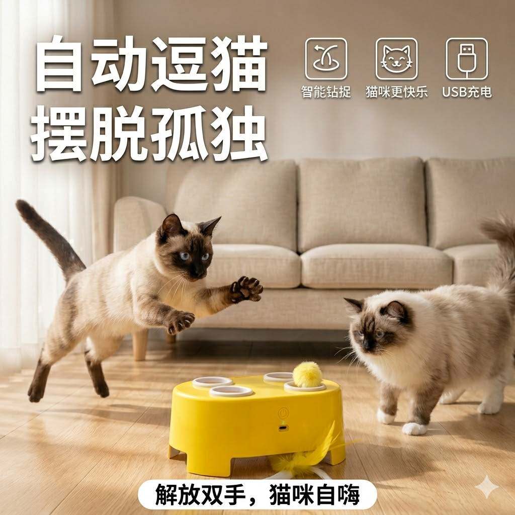 包邮新款电动猫咪奶酪魔法盒逗猫