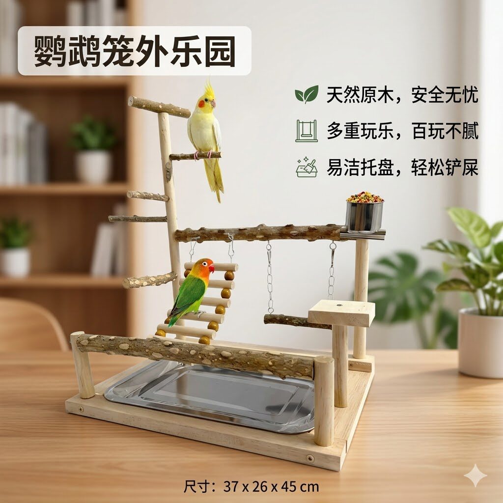 花椒木站杆攀爬架宠物鸟玩具家用