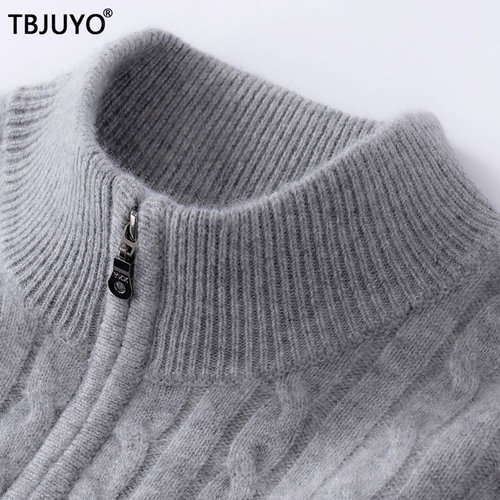 TBJUYO100%纯山羊绒衫男士2025秋季新款高端正品加厚半高领打底衫