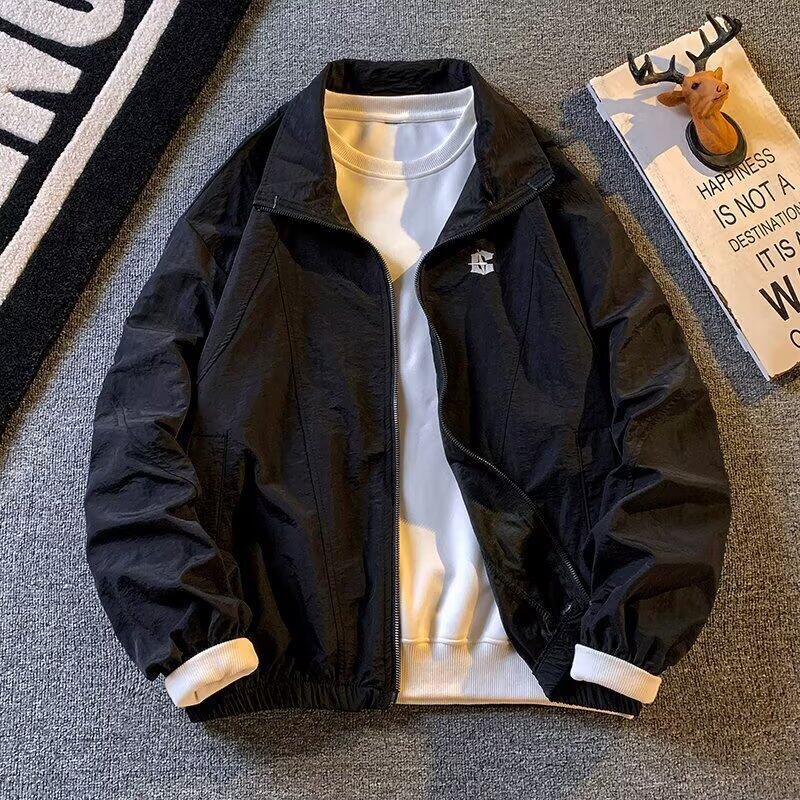 飞行员工装外套男高级感潮牌痞帅立领夹克2024春秋款青少年冲锋衣