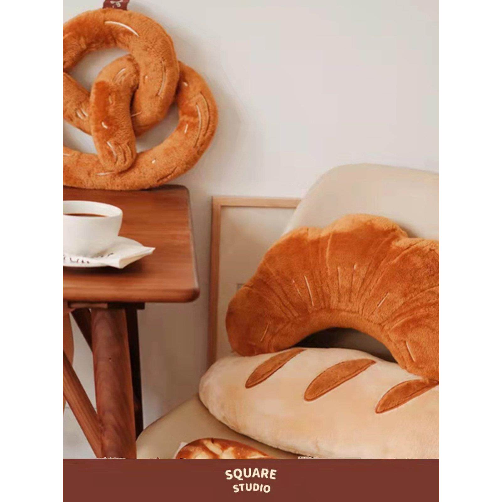 【平方Studio】Bakery面包抱枕 法棍牛角包扭结饼毛绒可爱靠垫