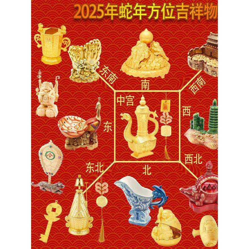 李居明2025蛇年吉祥物九宫飞星招财手孔雀聚宝盆秒笔生花文昌塔