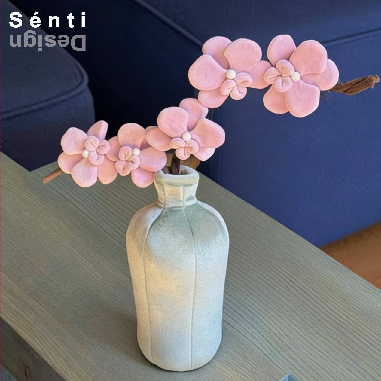 Sénti《翠玉兰》艺术花瓶布艺摆件蝴蝶兰仿真花毛绒花束家居装饰