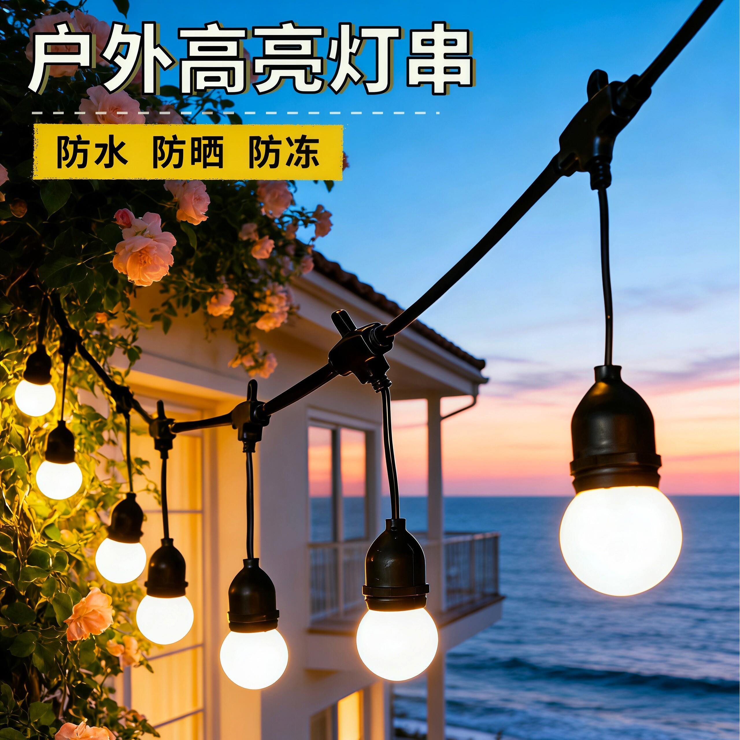 户外高亮灯串防水灯泡露营灯装饰灯庭院阳台节日氛围灯挂灯吊灯饰