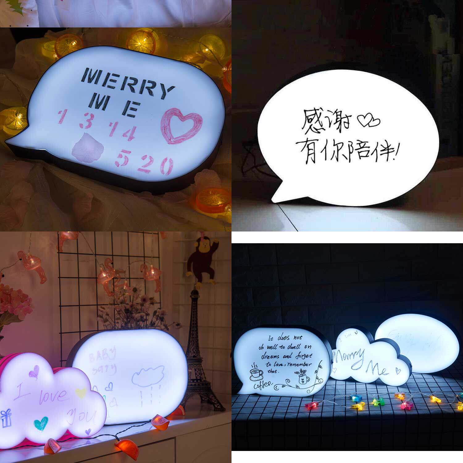 LED手写字板留言A4字母灯箱粉色云朵Q型椭圆礼物发光表白求婚道具