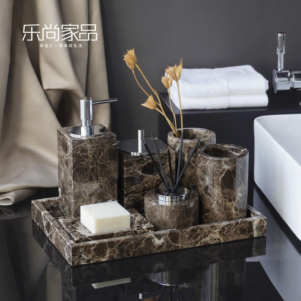 高端卫浴五件套浴室口杯卫生间香薰瓶纸巾盒酒店浴室软装洗漱套装