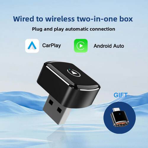 M26无线车载适配器智能车机互联模块二合一安卓Auto carplay盒子