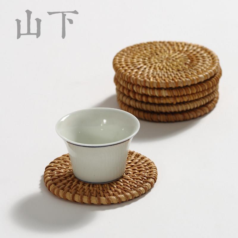 越南手工藤编茶杯垫 杯托铁壶垫家用餐盘隔热防滑垫咖啡杯垫特价
