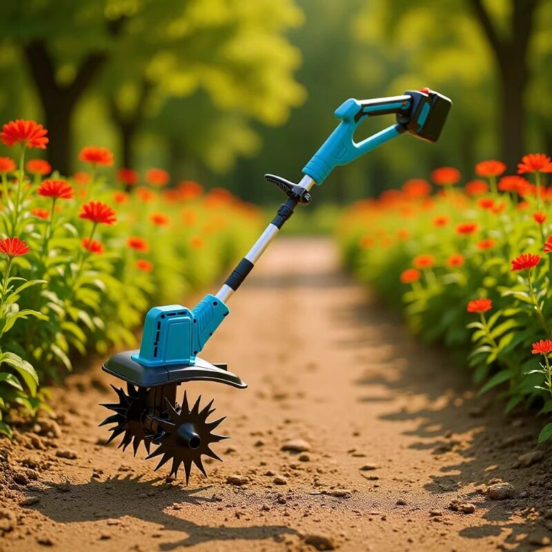 锂电微耕机小型家用电动松土机除草翻地机充电式果园大棚微耕机