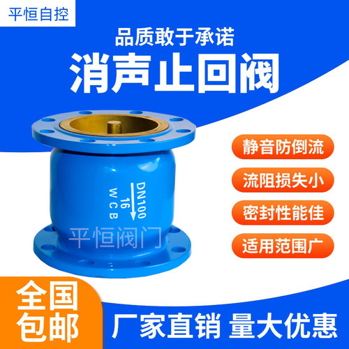HC41X-16Q法兰消声止回阀铸铁消音立卧式单向阀DN40 50 65 80 100