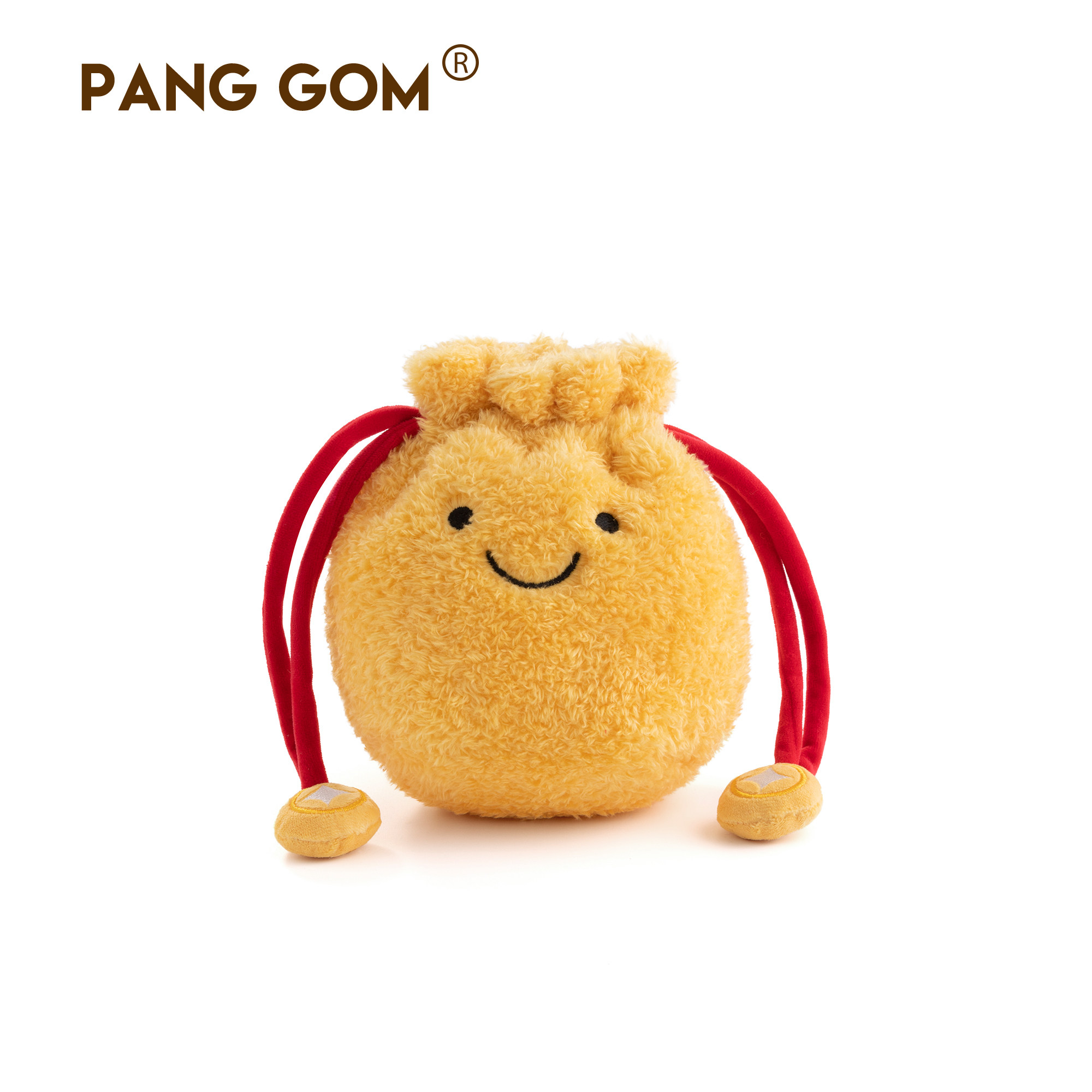PANG GOM钱袋子束口袋黄金万两刺绣送礼毛绒包包玩偶可爱玩具手包