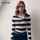 斜领短款 毛衣 ROLAROLA条纹针织衫 绑带蝴蝶结上衣修身 张元 英同款