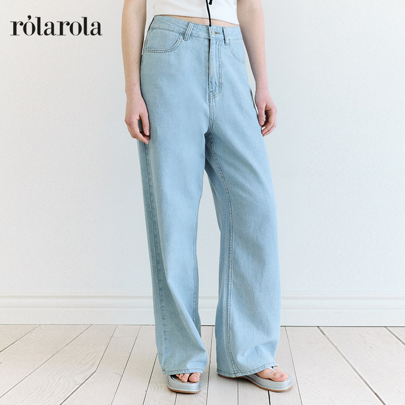 ROLAROLA25年秋夏新款直筒牛仔裤女休闲裤高腰显瘦阔腿裤