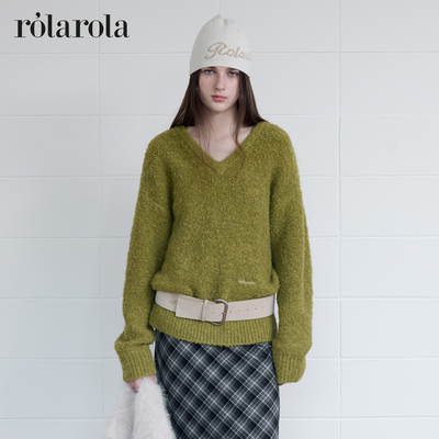 [张元英同款]ROLAROLA25年秋冬新款V领针织衫女宽松休闲百搭毛衣